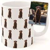 personalised dog mug with brown labrador