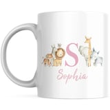 Jungle mug pink text