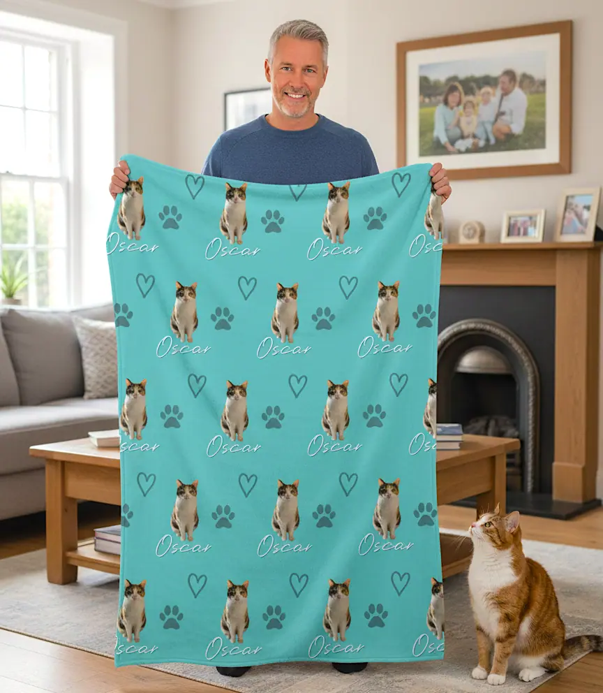 Personalised cat blanket preview